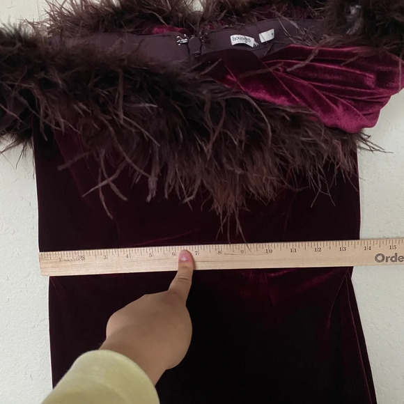 House of CB 'Salima' Dark Cherry Velvet Feather Jumpsuit NWT size M - Picture 11 of 14